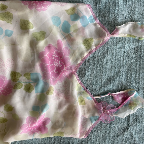 NEW California Dynasty Floral Sheer Full Slip SMALL Floral Chiffon Beaded detail - Picture 7 of 10